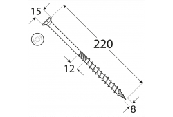 CS 08220 tesařský vrut se zapuštěnou hlavou 8x220 