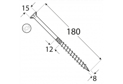 CS 08180 tesařský vrut se zapuštěnou hlavou 8x180 