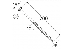 CS 08200 tesařský vrut se zapuštěnou hlavou 8x200 