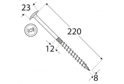 CS 08220 tesařský vrut s talířovou hlavou 8x220