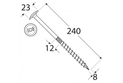 CS 08240 tesařský vrut s talířovou hlavou 8x240